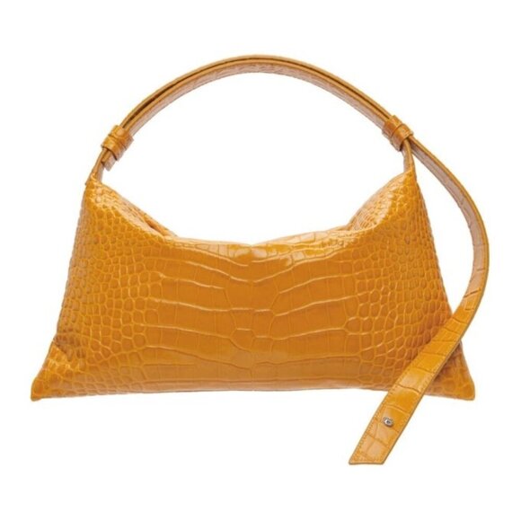 💕SIMON MILLER💕 Puffin Shoulder Bag ~ Croc-Embossed Leather Sunset Orange NWOT - Picture 7 of 15